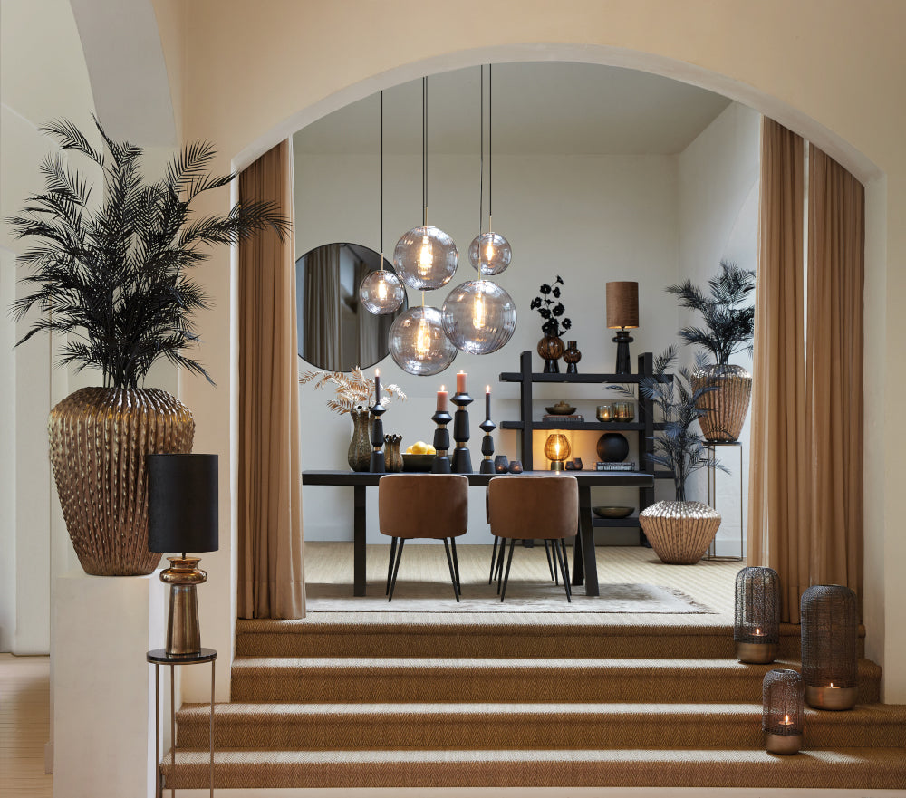 Säulen-Set SOBRINA schwarz+bronze Ø30x80cm+Ø35x100cm