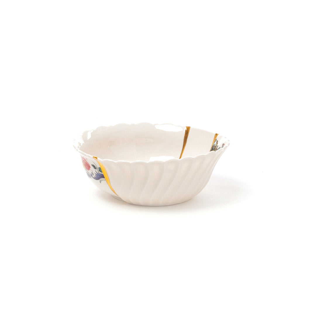 Kintsugi Salatschüssel mit Goldakzenten aus Porzellan
