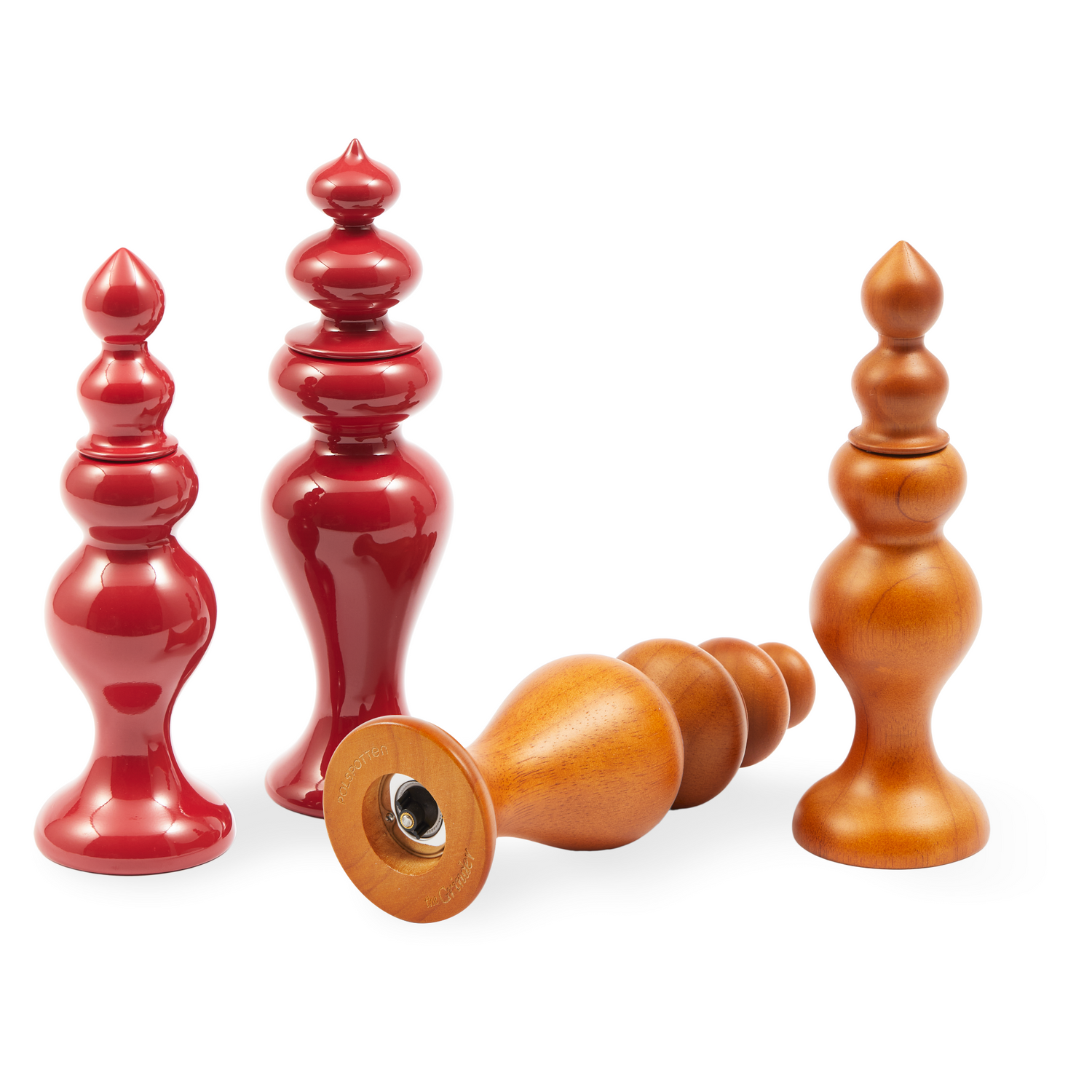 Design-Mühle aus Gummibaumholz in warmem Naturton