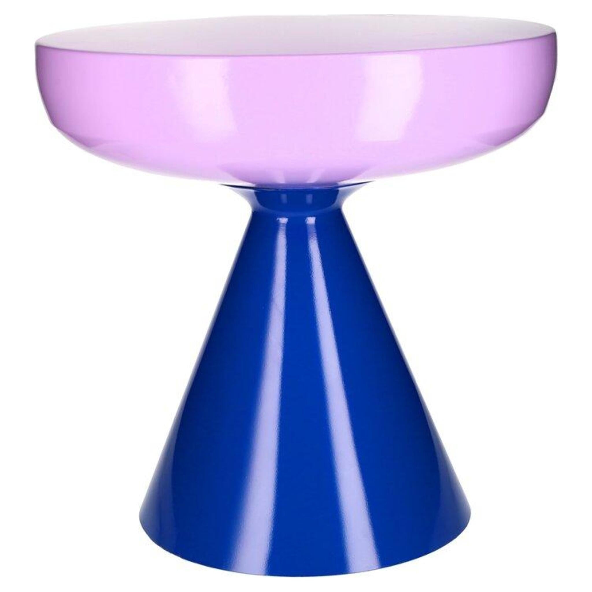 Beistelltisch GRIMAUD mit Fuß, H45cm in lila/blau, glänzend