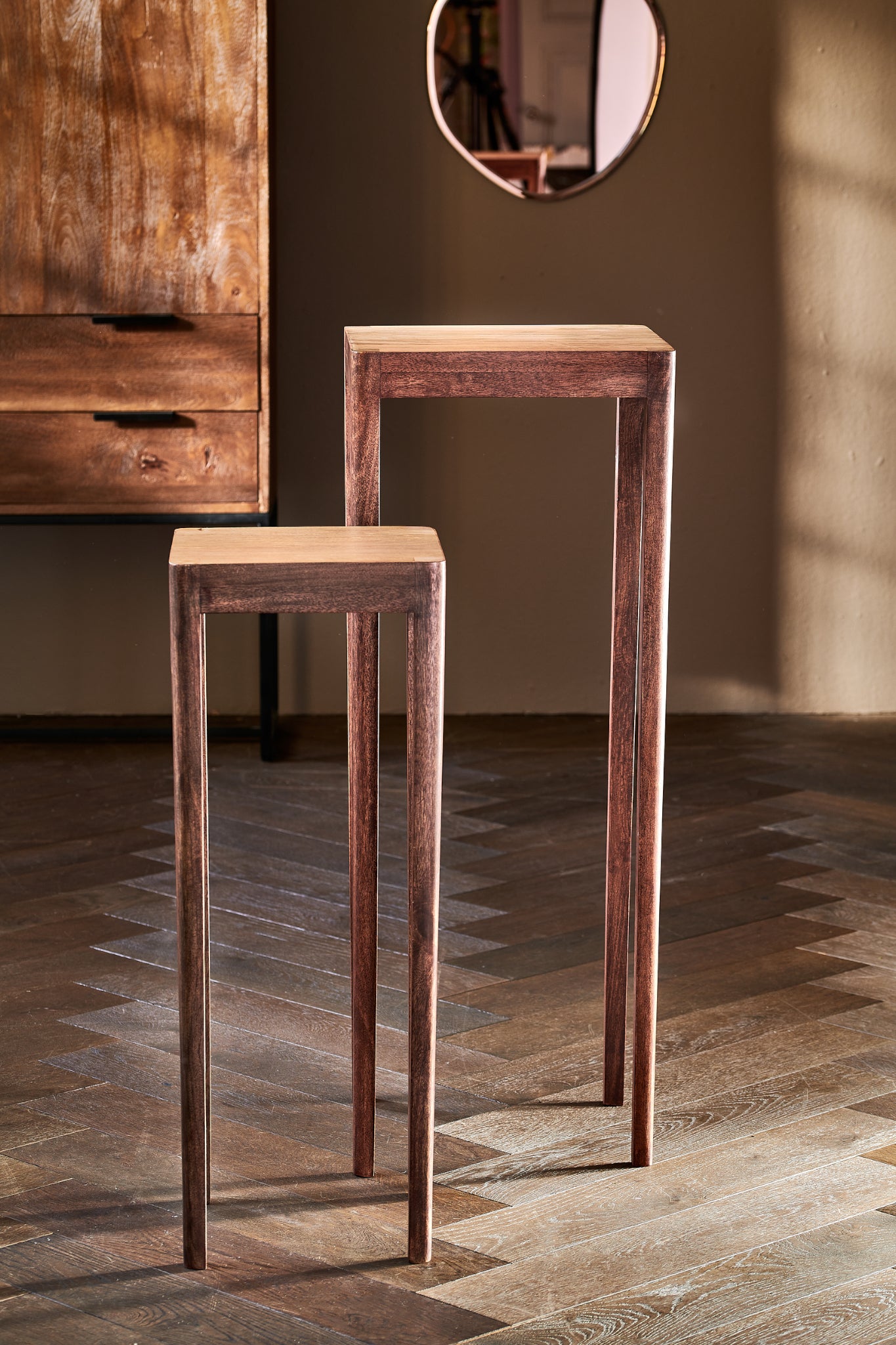 Conjunto de columnas STIJN de madera de mango, marrón