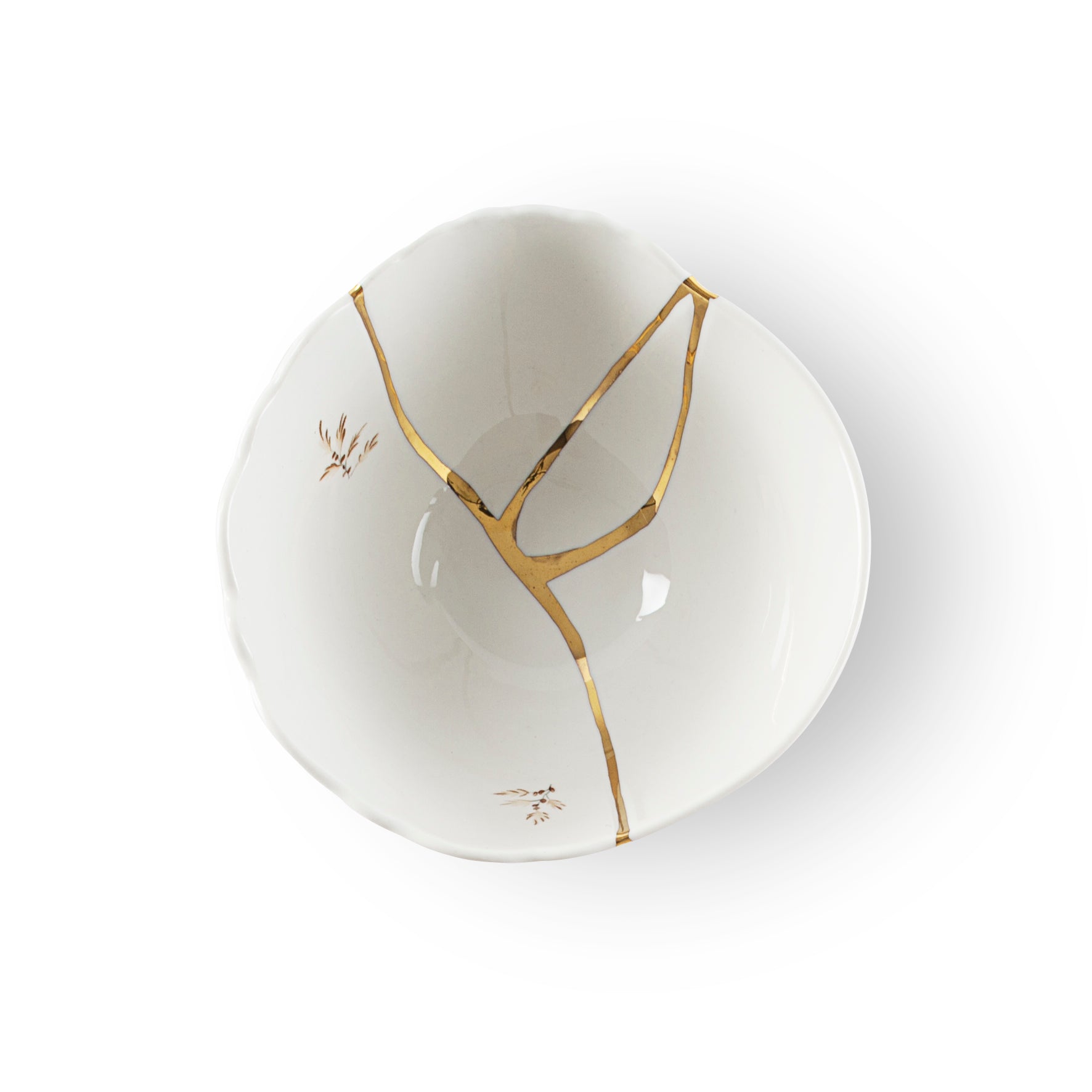 Porzellan Salatschüssel Kintsugi mit goldenen Fragmenten