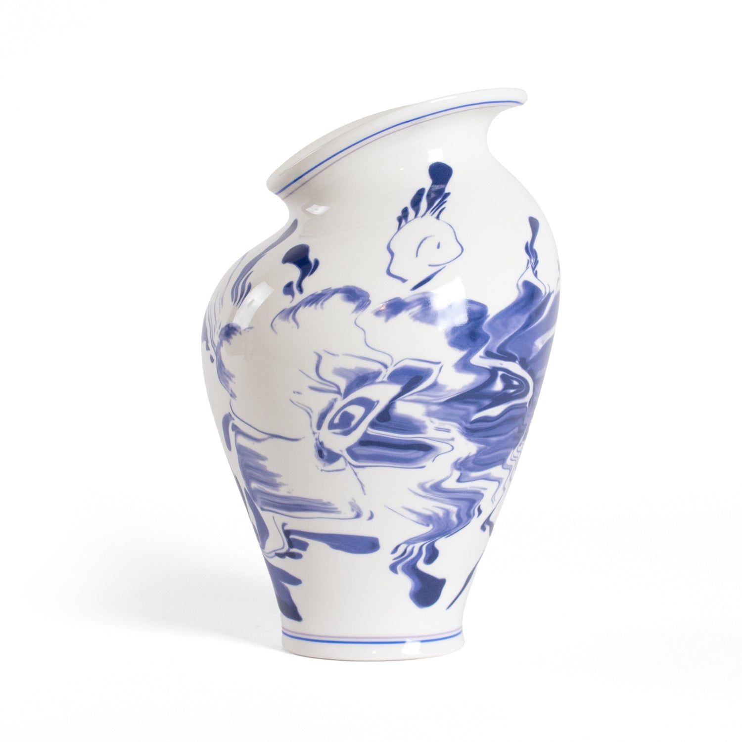 Porzellanvase im Delft-Stil mit modernem Twist von Seletti