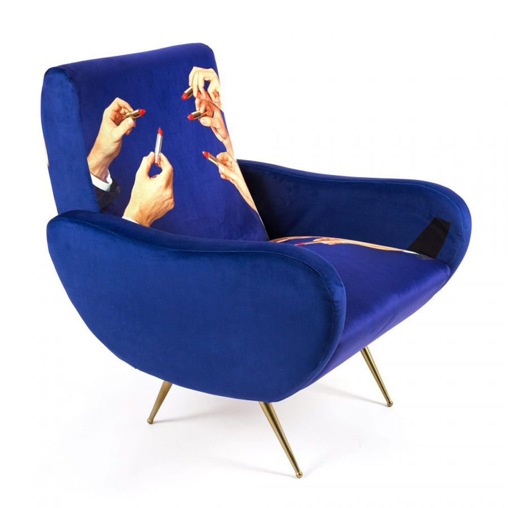Sessel LIPSTICKS blau, gold von Seletti