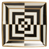 Quadratisches Serviertablett mit Op-Art-Muster in Schwarz-Weiß.