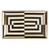 Rechteckiges Serviertablett mit Op-Art-Muster und goldenen Akzenten.