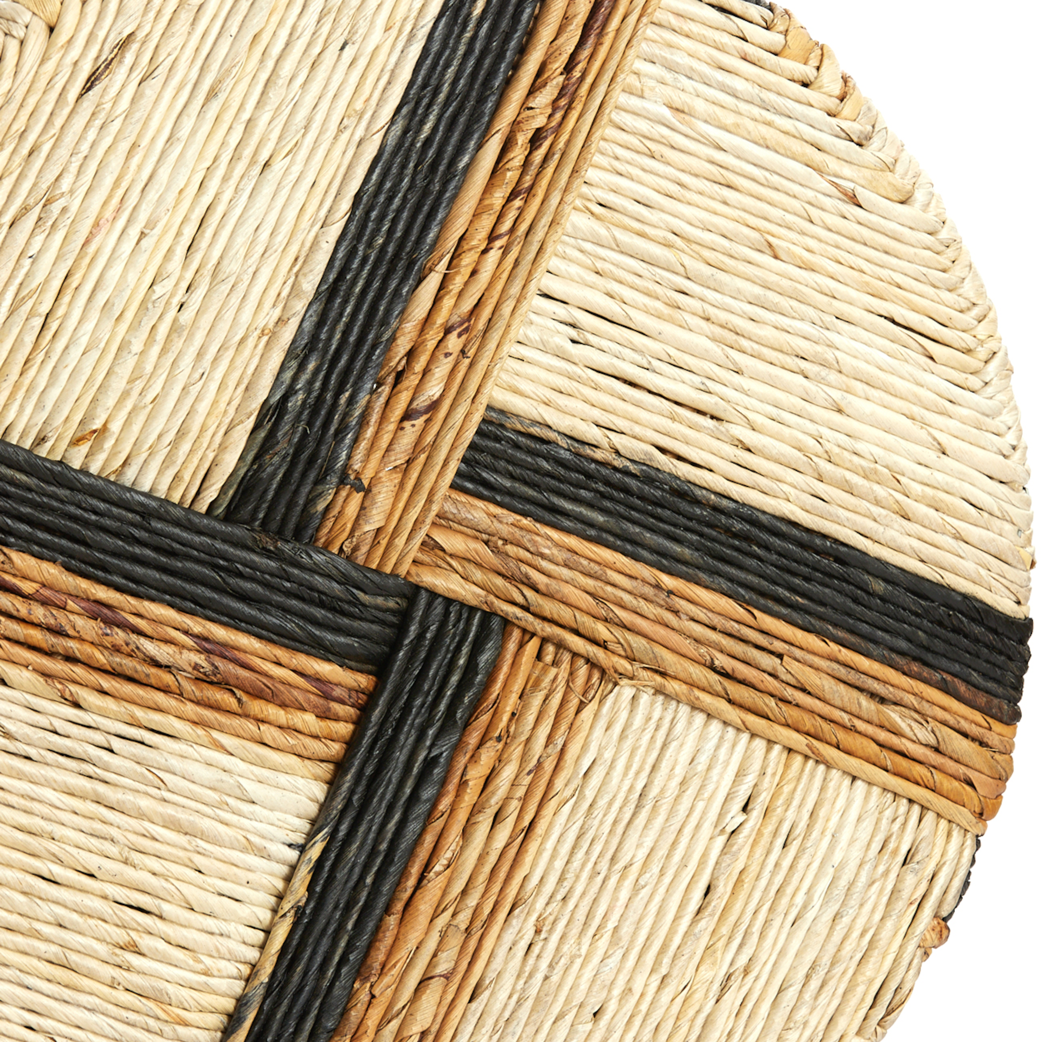 Runder Sitzpouf "YUTURI" in Creme, Schwarz und Braun