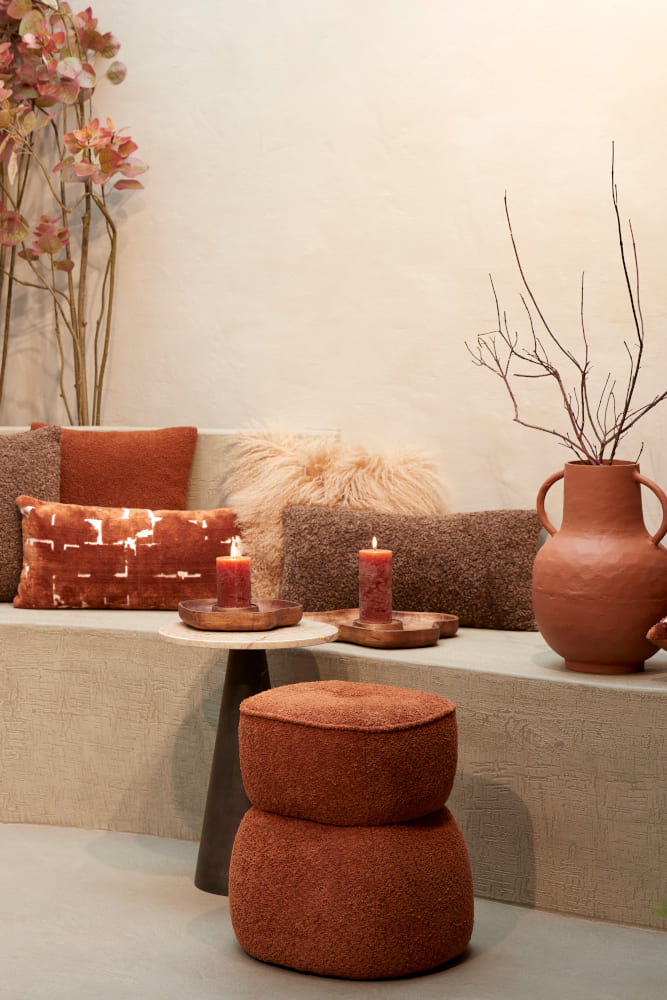 Sitzpouf LEYLA orange terra Ø40x46 cm