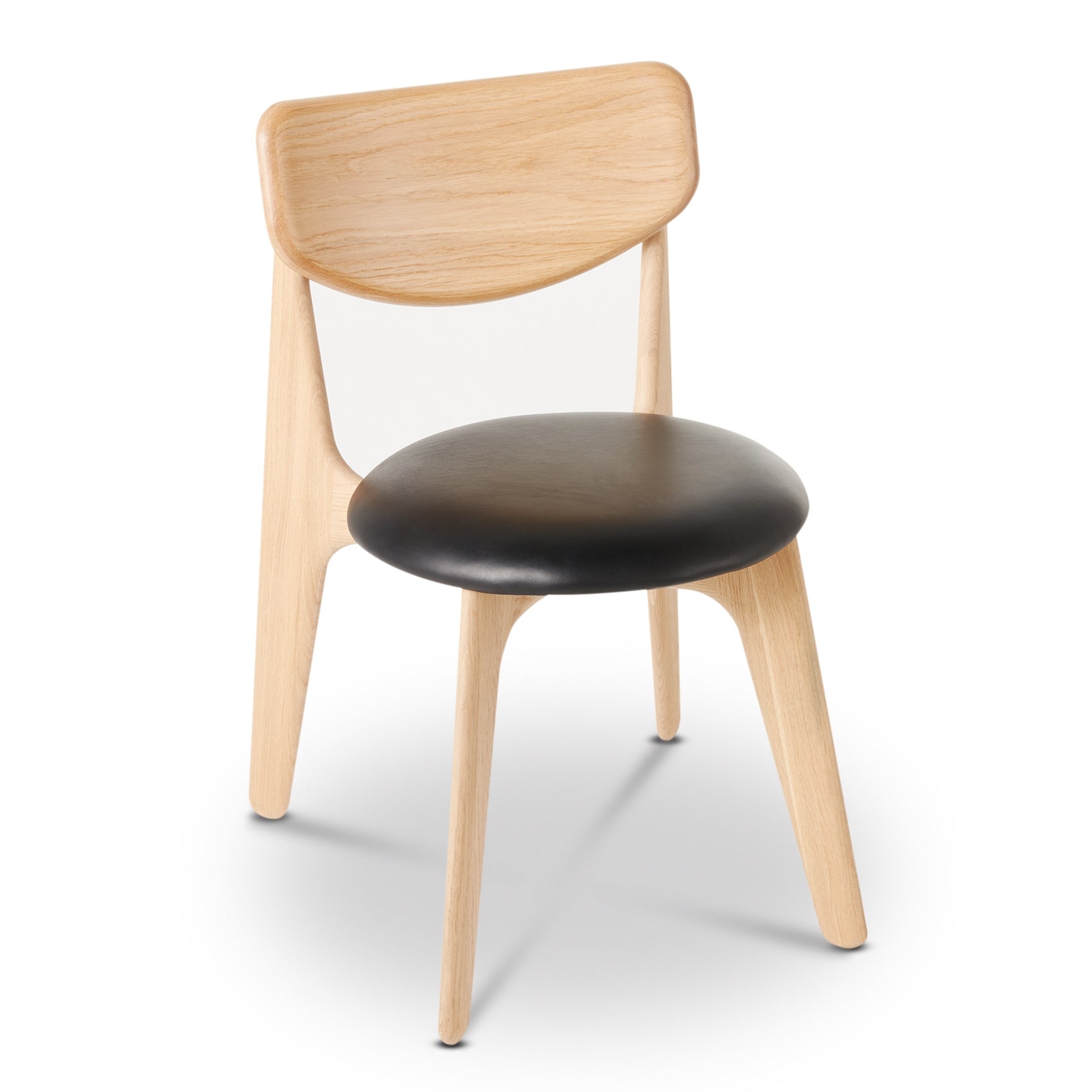 Slab Dining Chair – Natural Brushed Oak & Black Leather