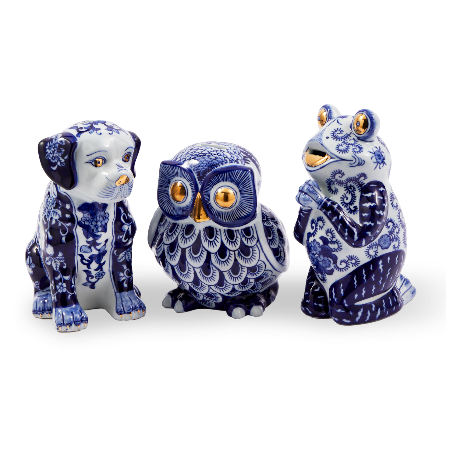 Die PUPPY PIGGY BANK im Ensemble mit weiteren Tier-Spardosen