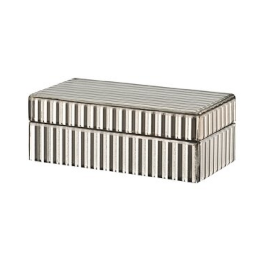 Rechteckige Aufbewahrungsbox aus Glas und MDF in Silber.