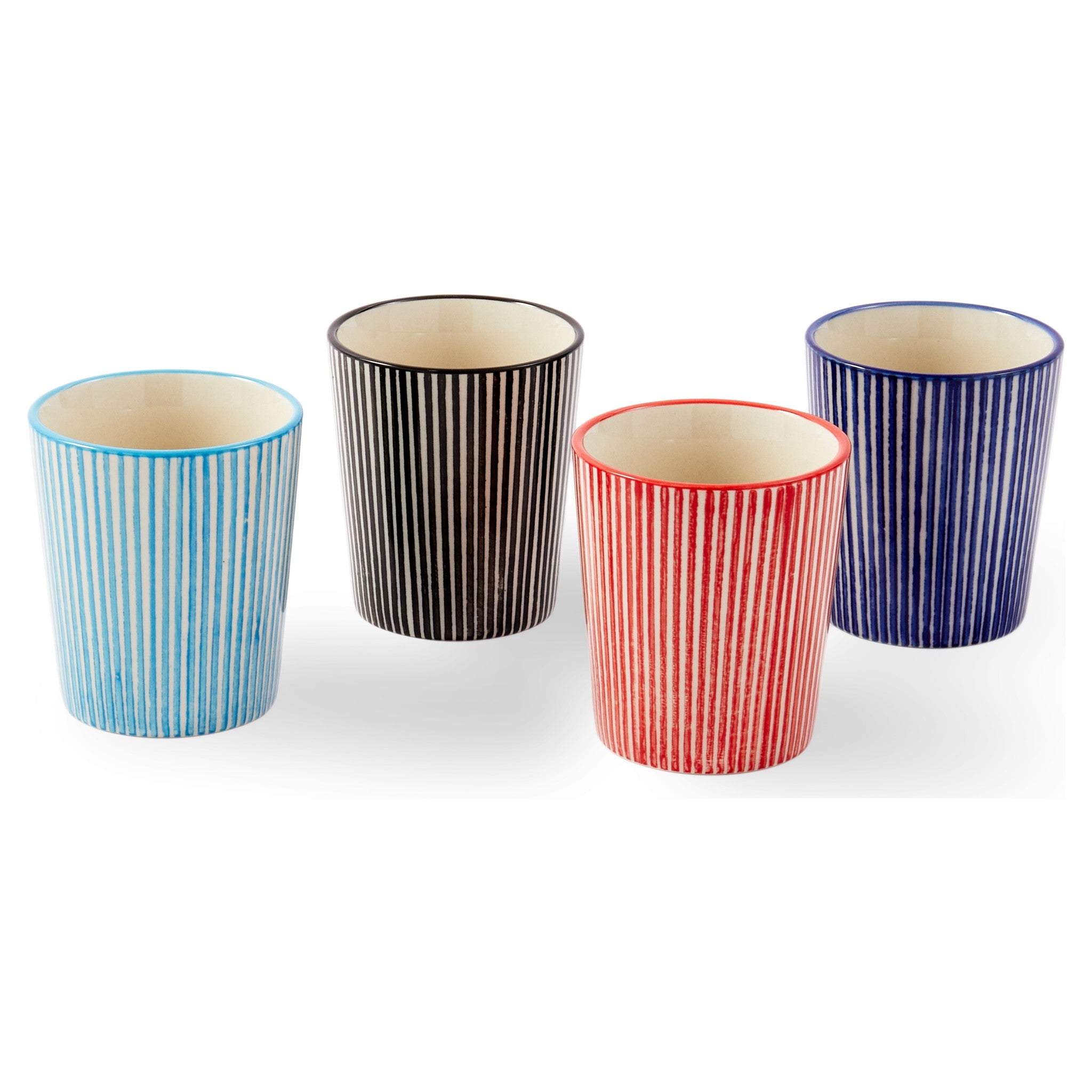 Marine Striped Coffee Cups Set mit Streifendesign aus Steingut