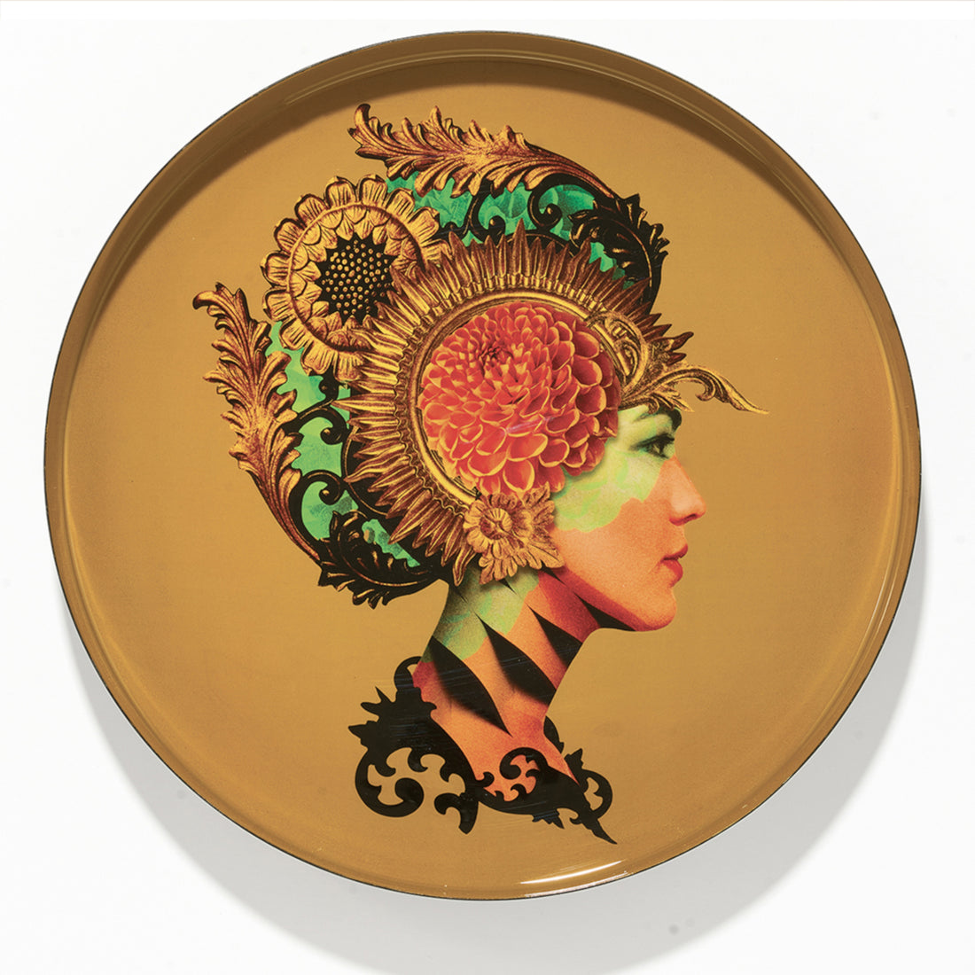 Design-Tablett von Gangzai mit floralem Damenporträt