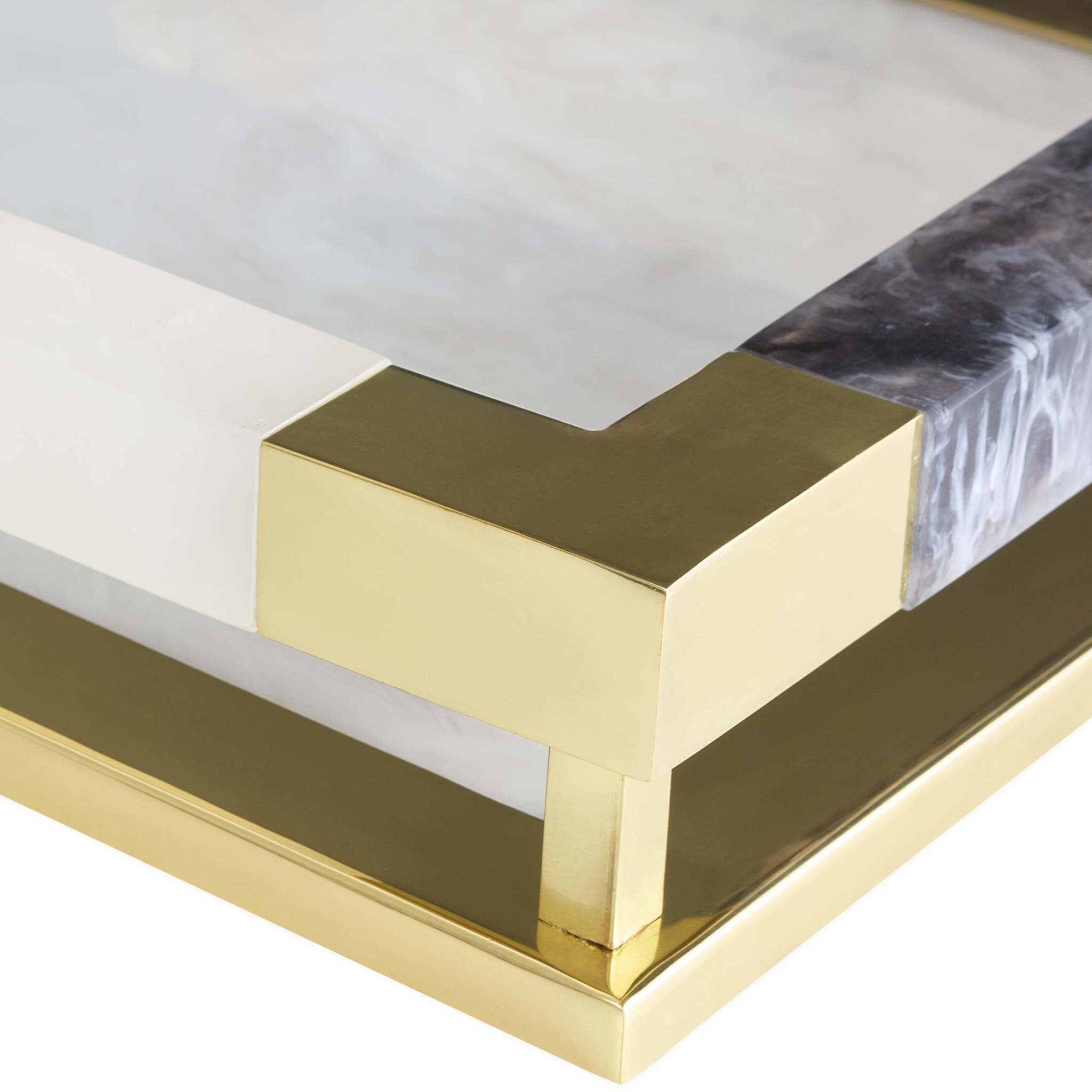 Hochwertiges Serviertablett aus Acryl und Messing von Jonathan Adler