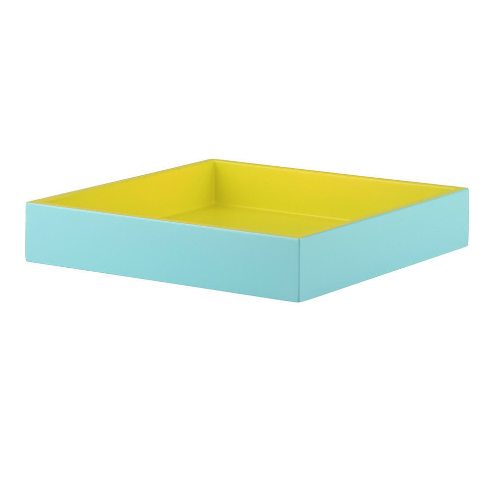 Tablett SPA Shiny Türkis/matt Gelb S quadratisch 19x19x3,5cm