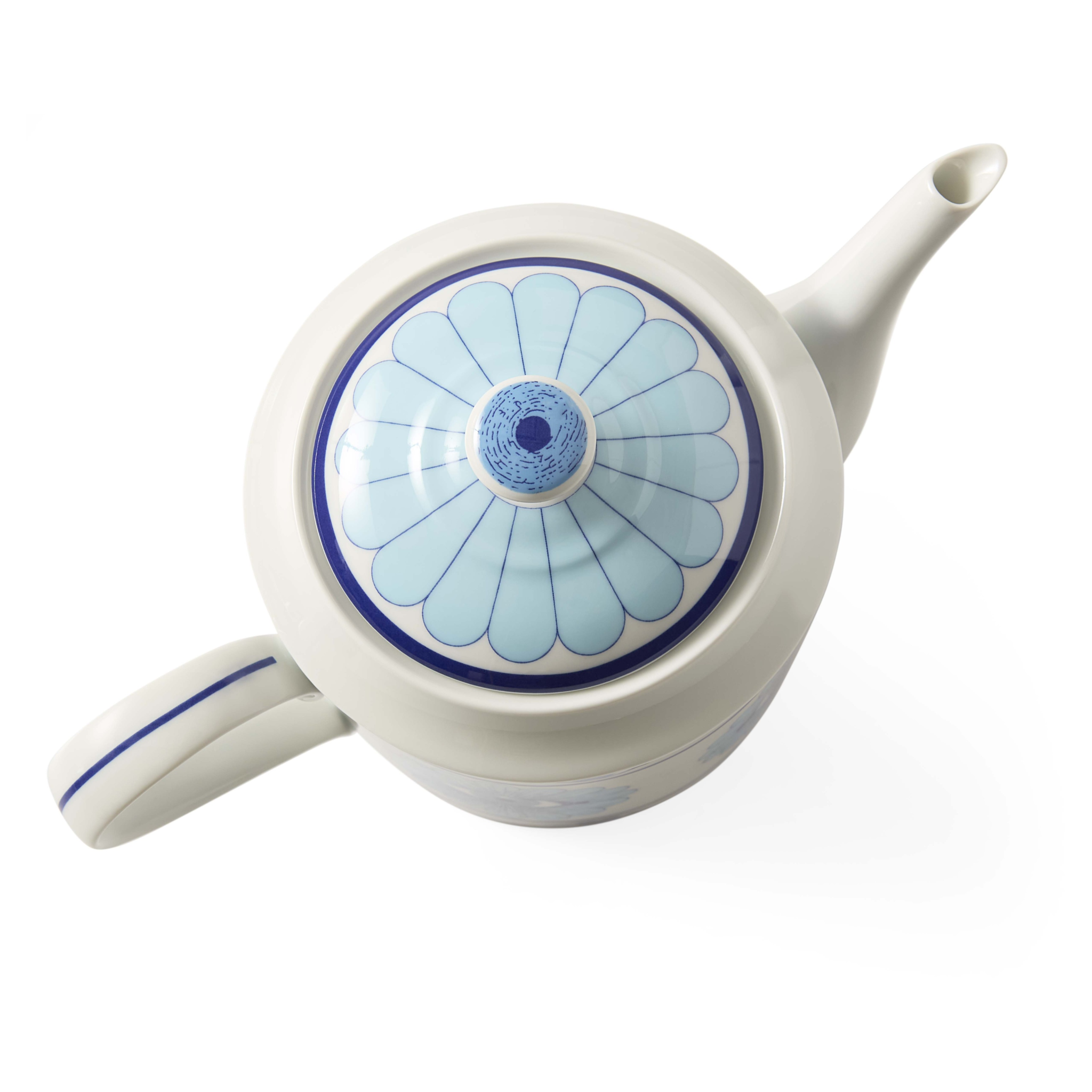 Edle Teekanne im surrealistischen Stil mit Delfter Blau