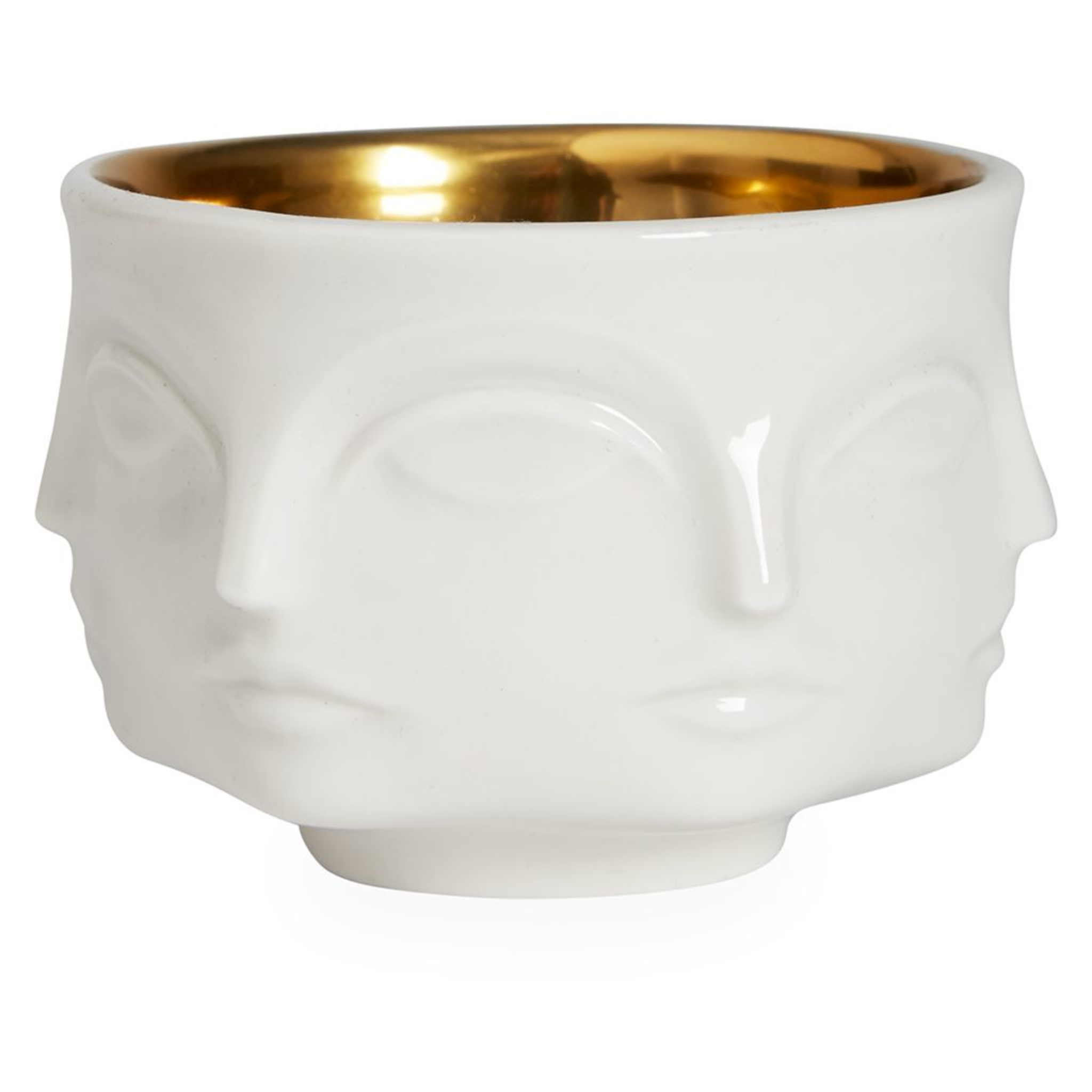 Eleganter Teelichthalter aus Porzellan mit Goldveredelung.