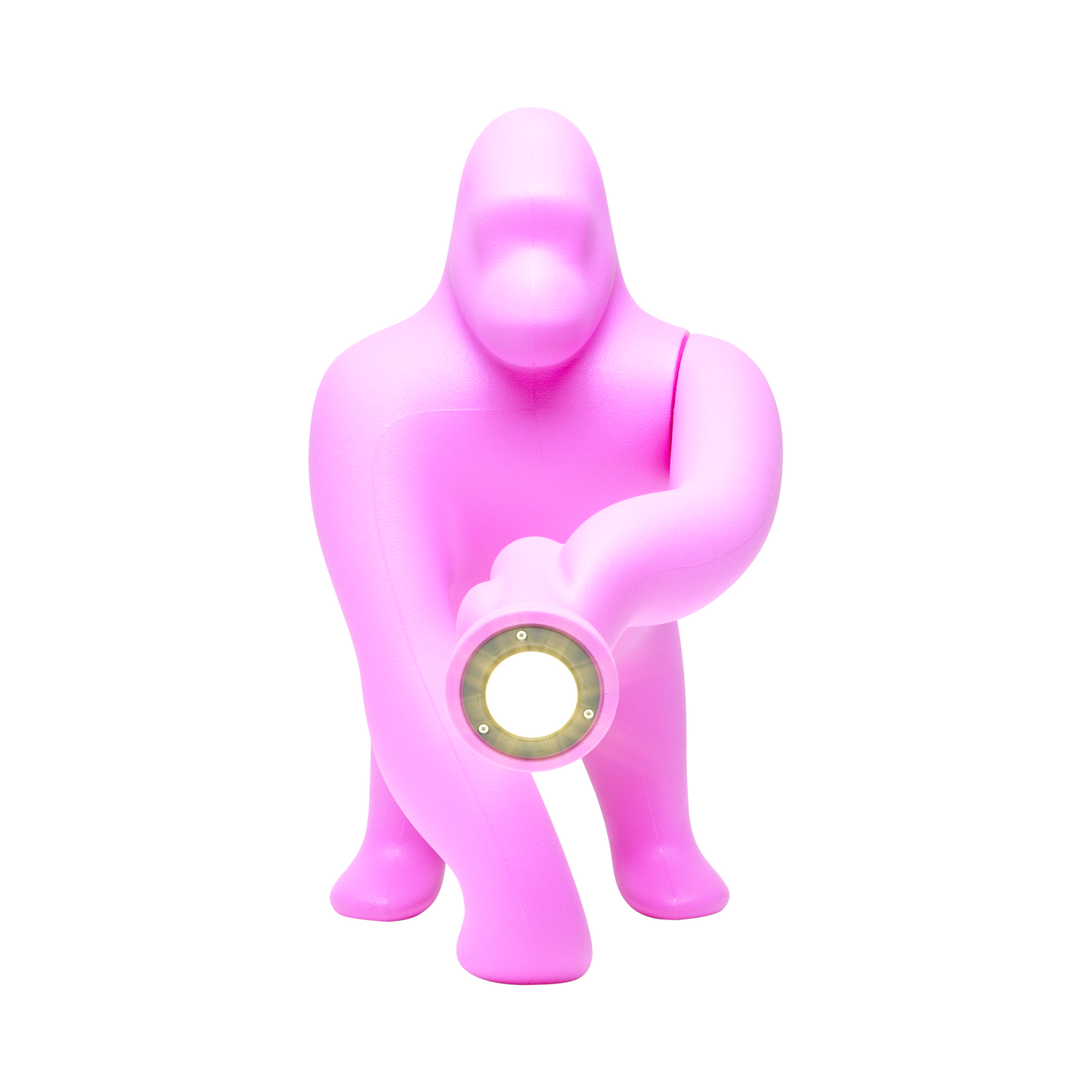 Gorillafigur mit Leuchte – auffälliges Designstück in Pink