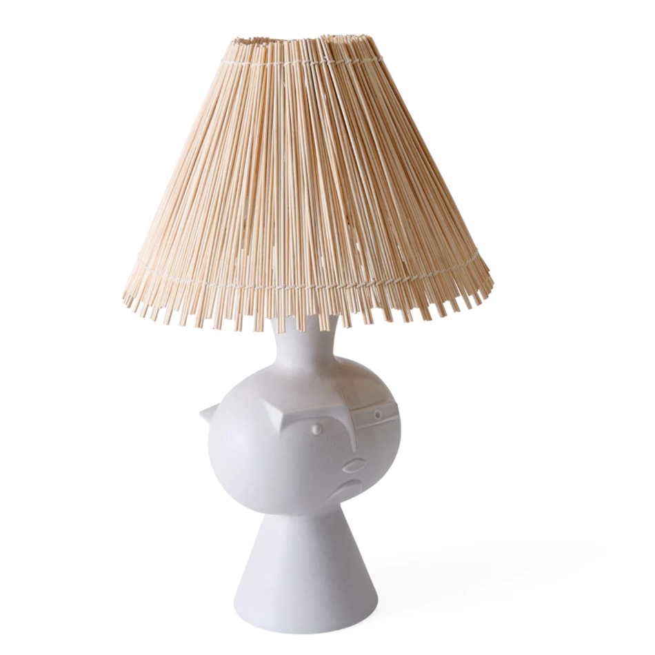 Tischleuchte METROPOLIS, weiß/Rattan von Jonathan Adler