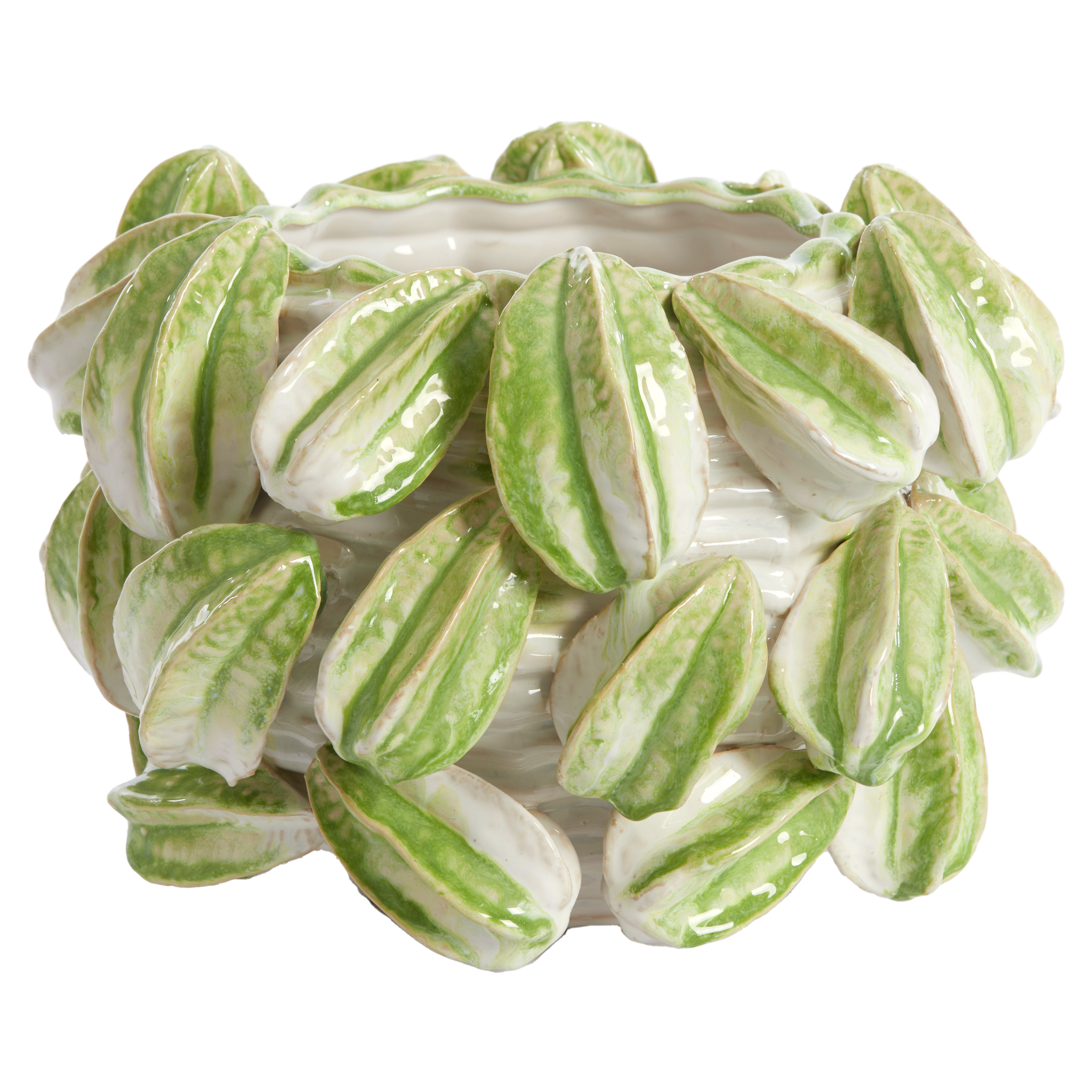 CARAMBOLA Keramikvase in Cremeweiß und Grün von Light & Living
