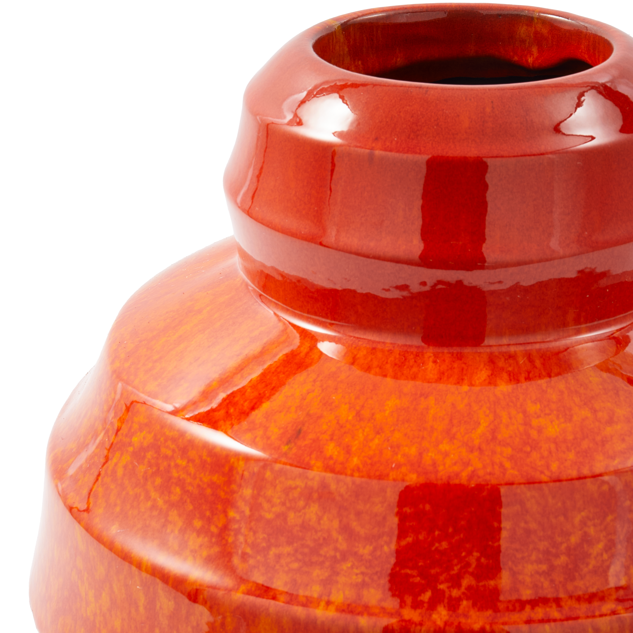 SUMO Vase in Orange-Rot mit reaktiver Glasur
