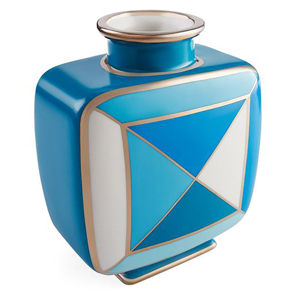 Vase TORINO in blau, silber von Jonathan Adler