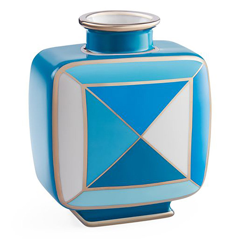 Vase TORINO in blau, silber von Jonathan Adler