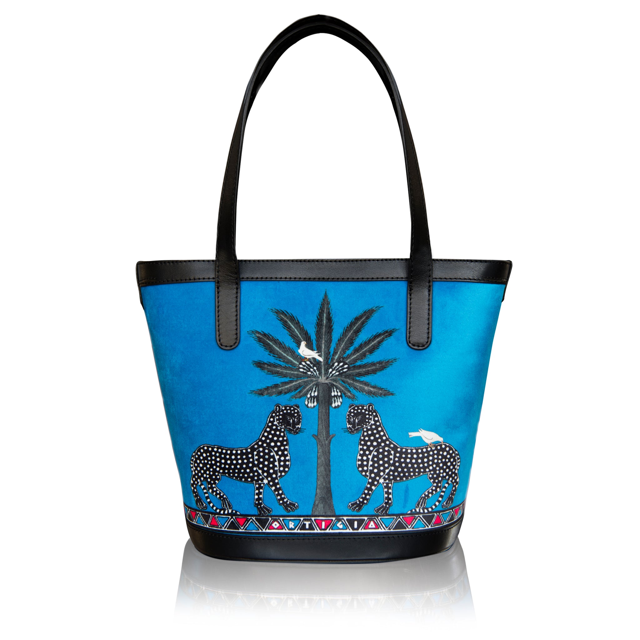 Velvet BUCKET BAG in Blau von Ortigia Sicilia