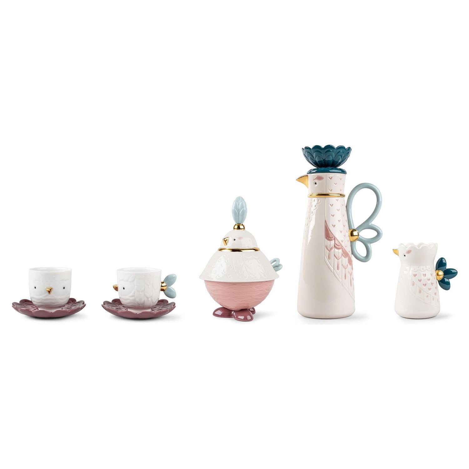 Kawki Milchkännchen aus Weiß und Rosa mit glänzender Oberfläche