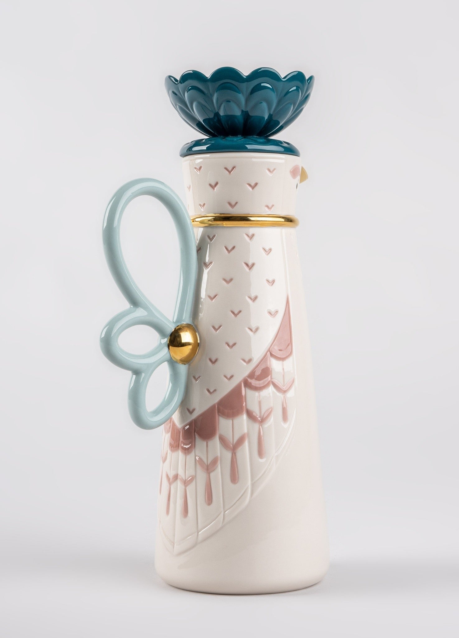 Porzellan-Kaffeekanne Kawki in Weiß und Rosa