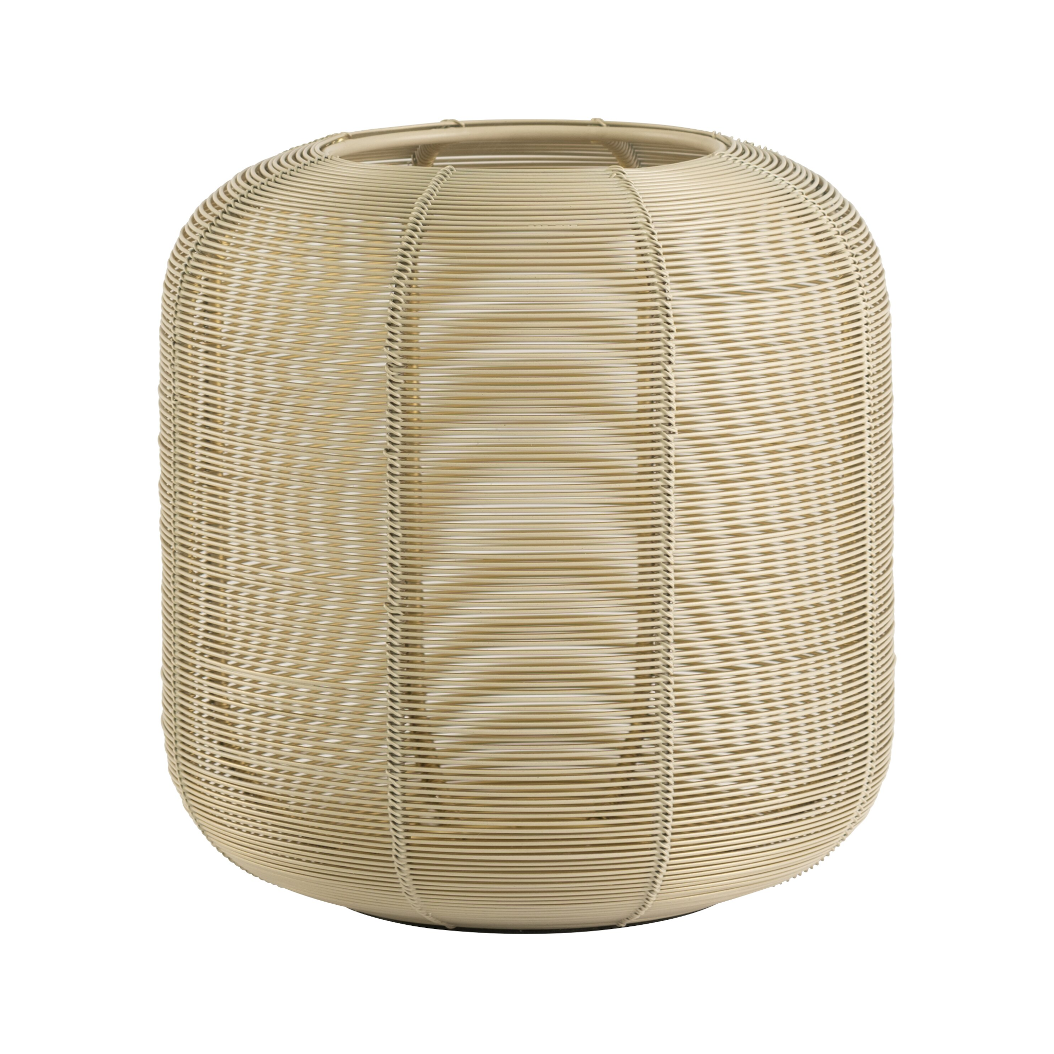 Modernes Windlicht aus Eisen in Sandstone/Gold