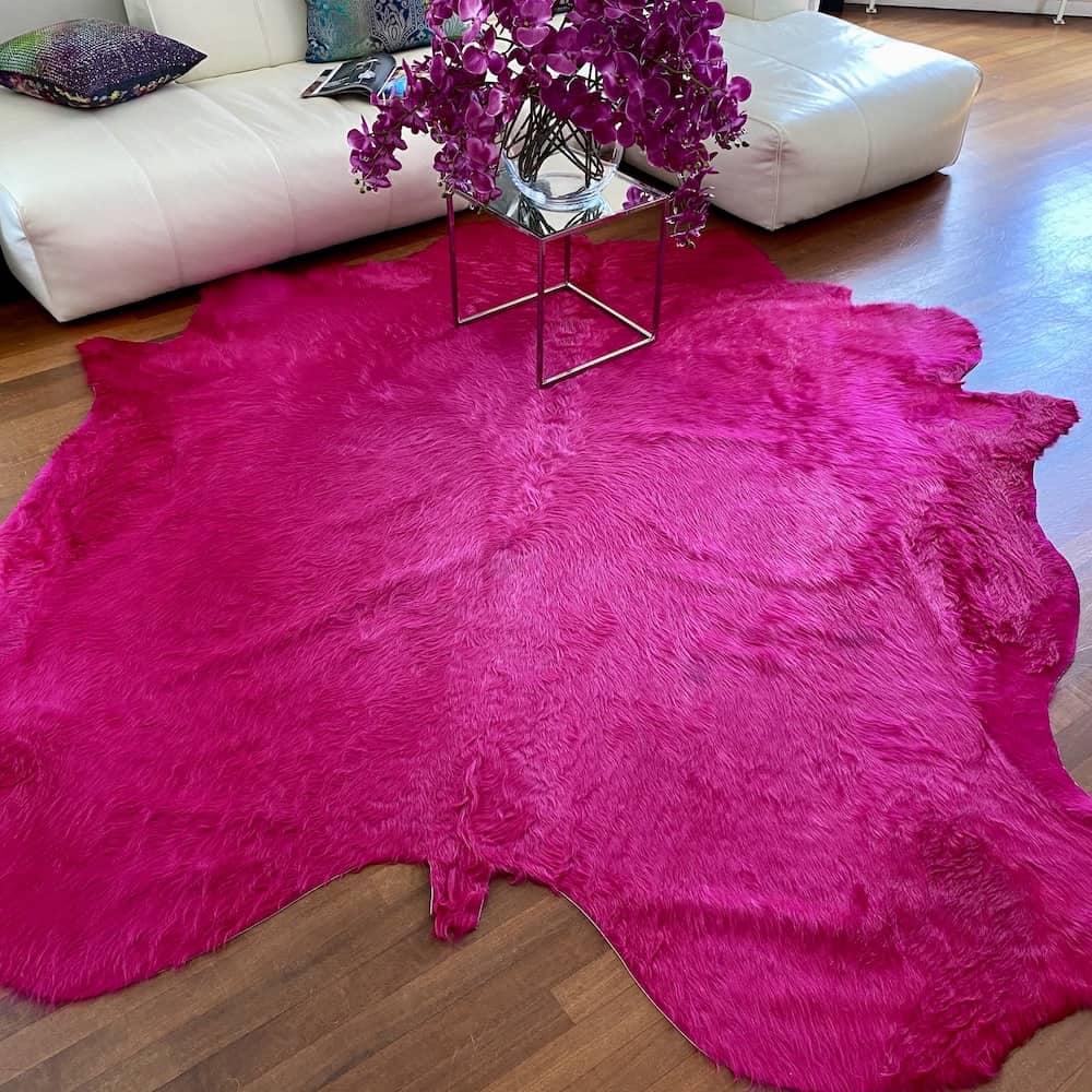 Kuhfell Teppich fuchsia-pink
