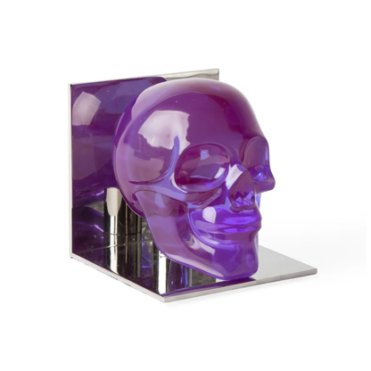 Buchstütze ACRYLIC SKULL Lila von Jonathan Adler