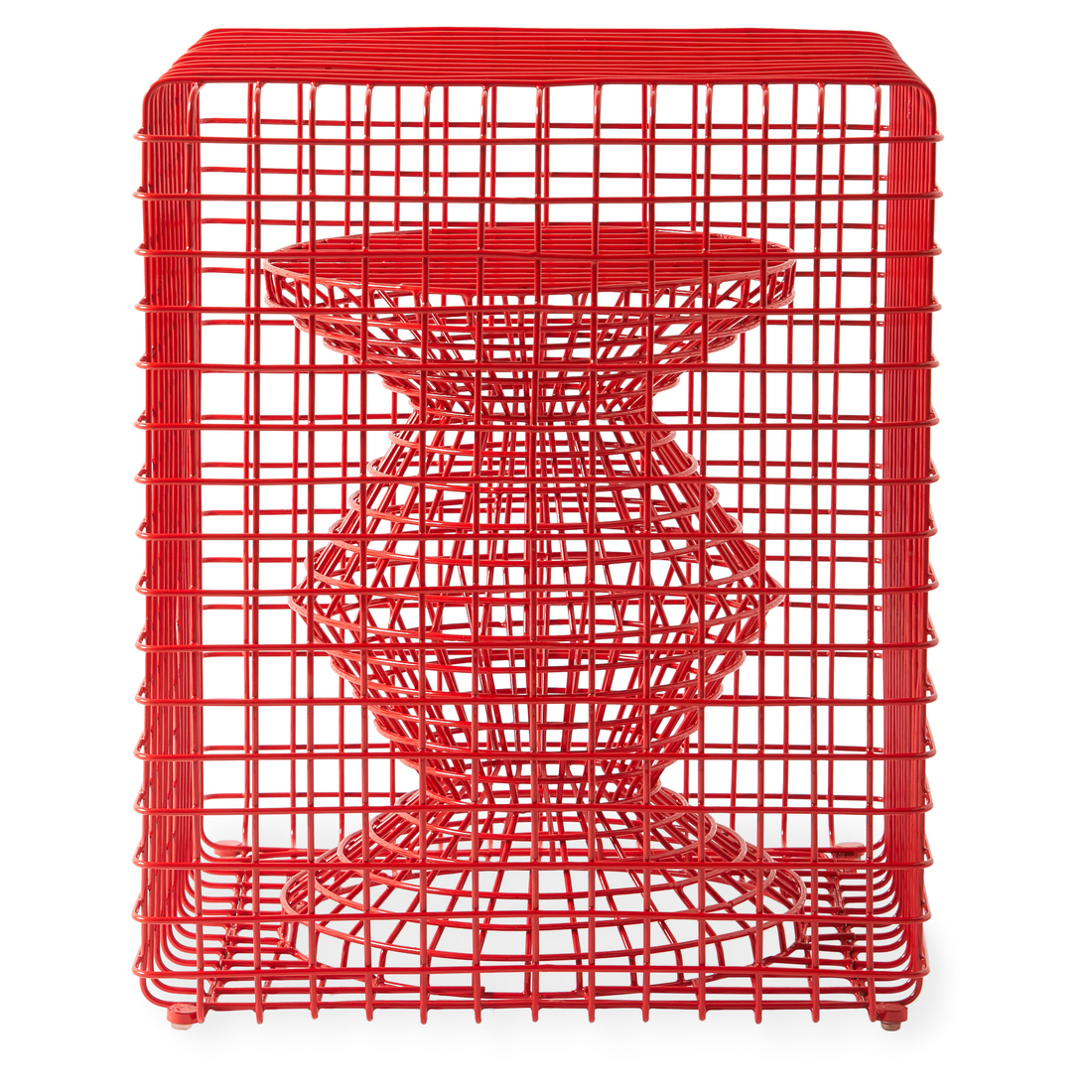 Pols Potten Wire Zig Zag Hocker in Korallenrot