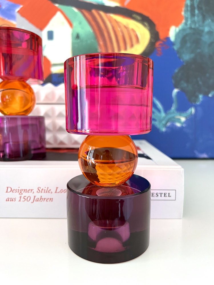 Kerzen- : Teelichthalter SARI in pink, orange, lila
