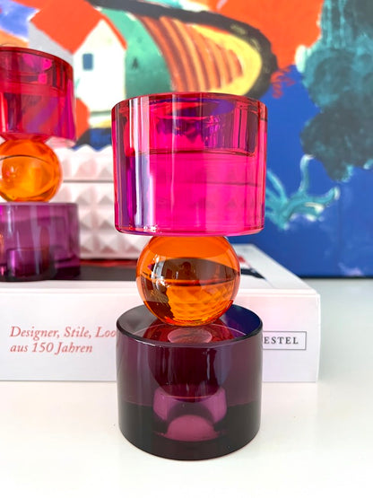 Kerzen- : Teelichthalter SARI in pink, orange, lila