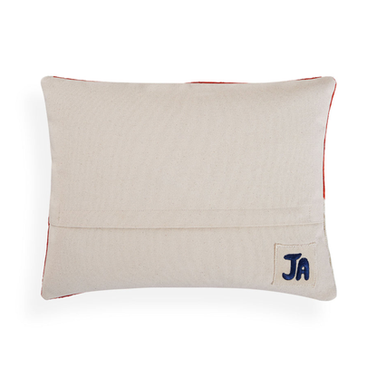 Cushion OJAI CURVES, red-white, hand-embroidered