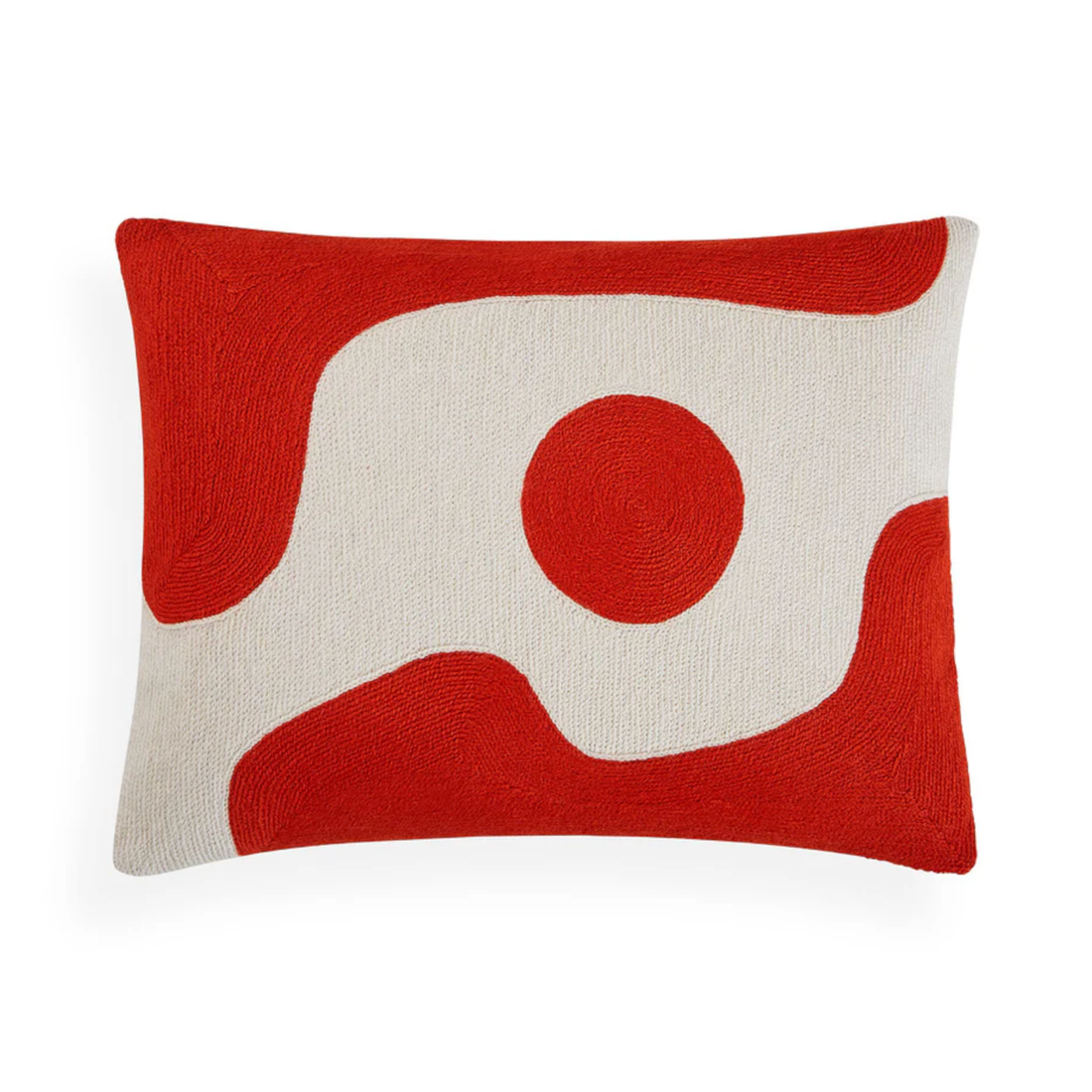 Cushion OJAI CURVES, red-white, hand-embroidered