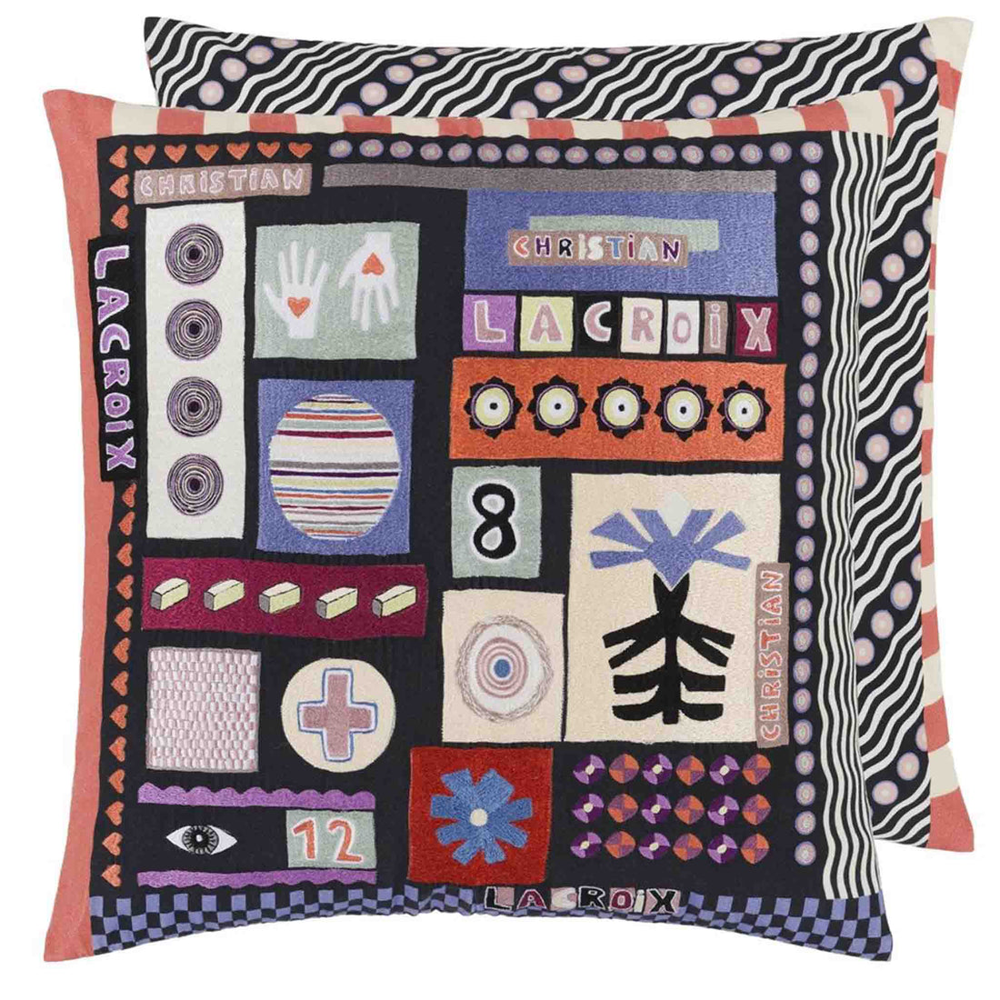Kissen im Design von Christian Lacroix mit verschiedenen Motiven auf Vorder- und Rückseite