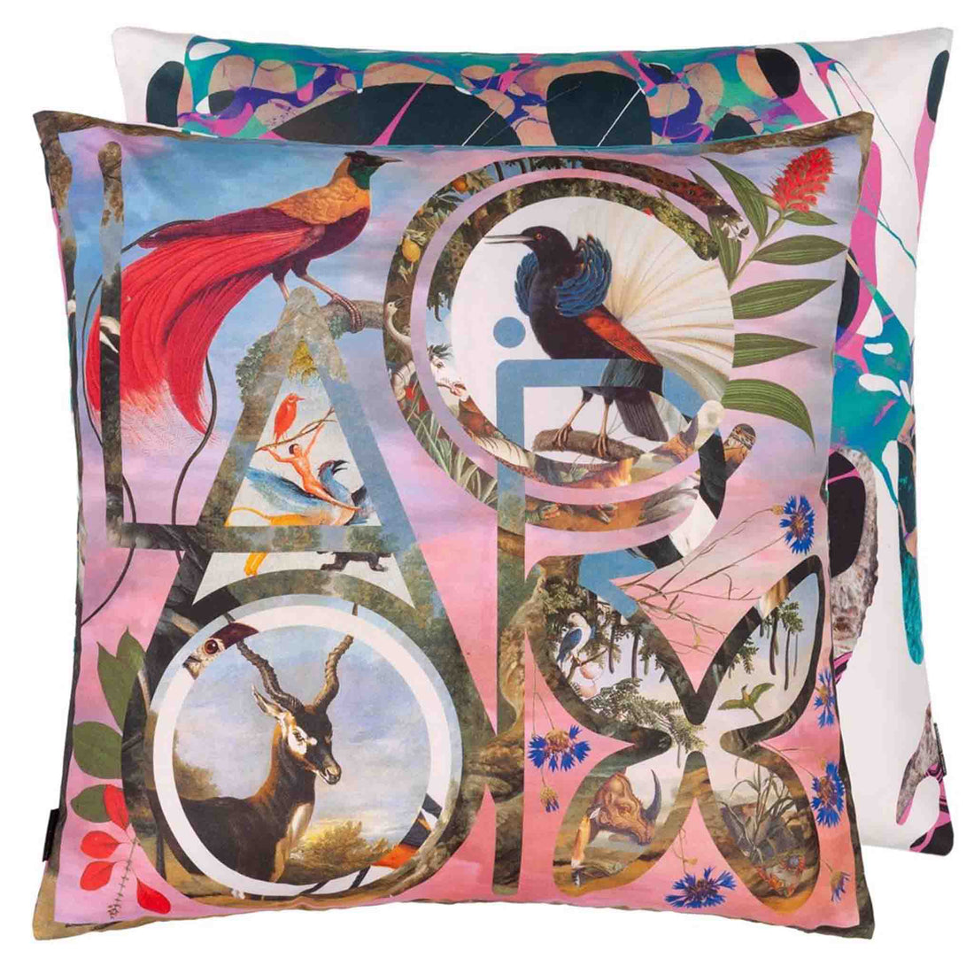 Kissen im Design von Christian Lacroix mit verschiedenen Motiven auf Vorder- und Rückseite