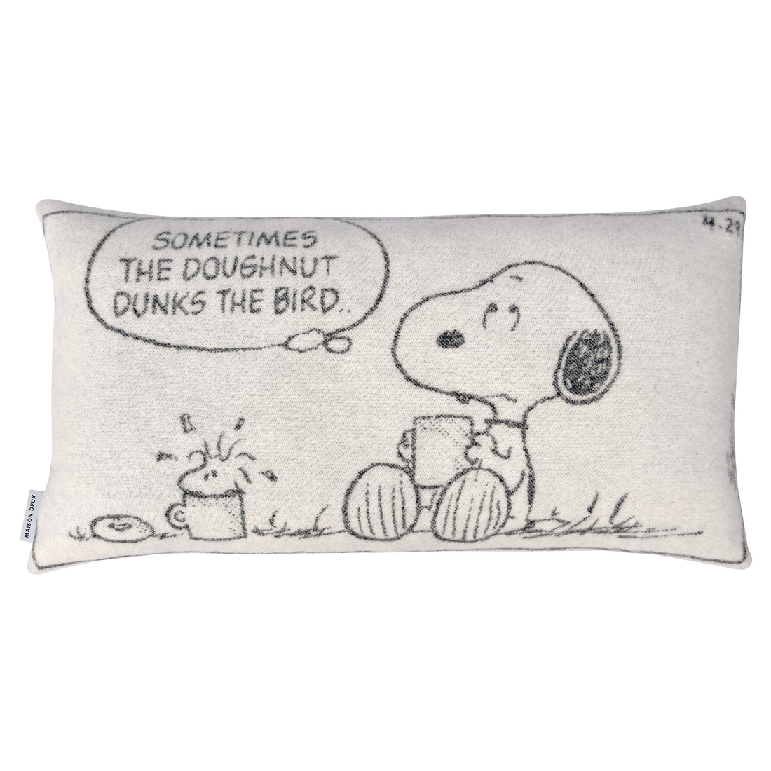 Hochwertiges Jacquard-Kissen mit Comic-Design.