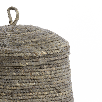 Baskets with lid set of 3 MANGALA grey