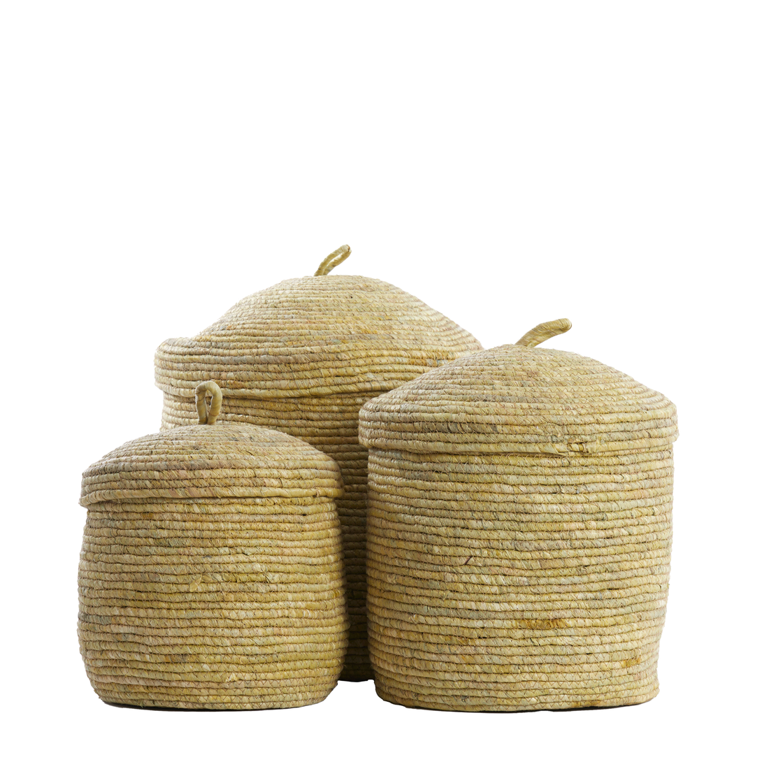 Baskets with lid set of 3 MANGALA yellow