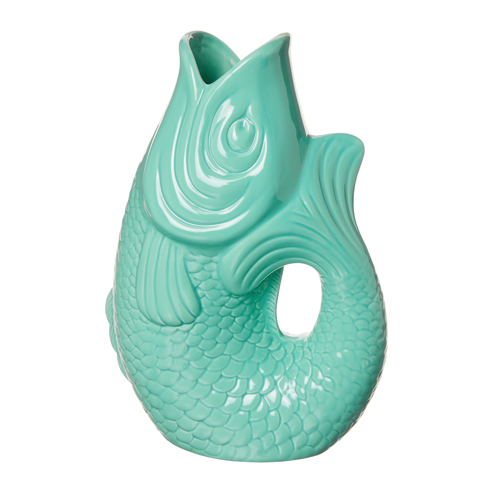 Mintgrüne Fischform-Vase Monsieur Carafon.