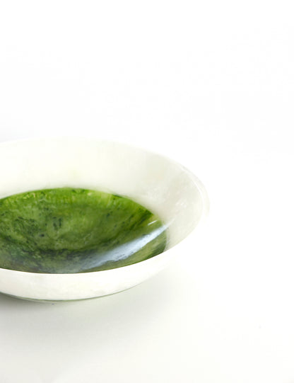 Elegante Design-Schale im harmonischen Grün-Weiß-Stil