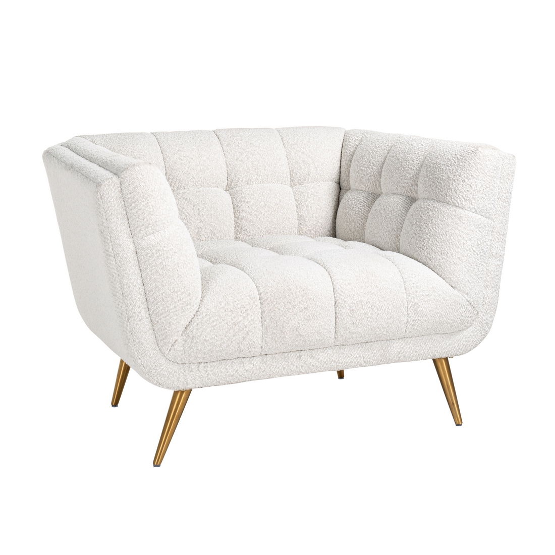 Sessel Huxley in White Bouclé mit goldenen Beinen von Richmond Interiors