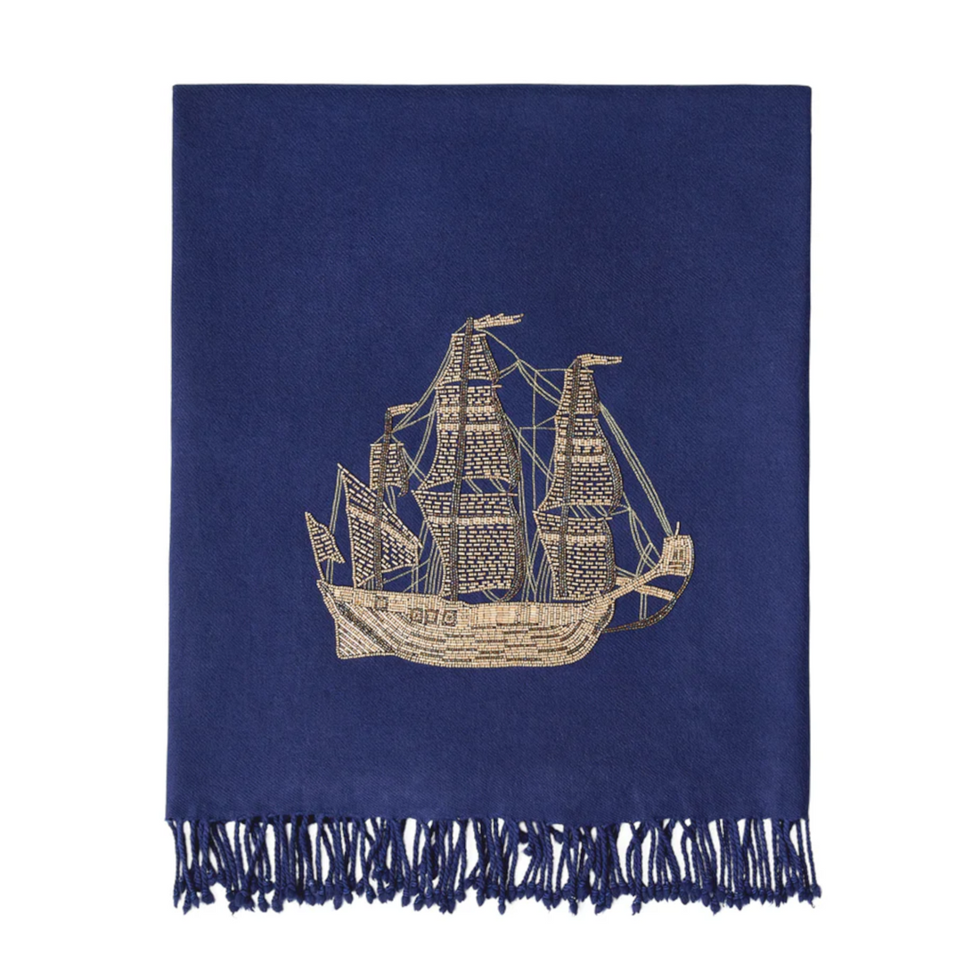 SHIP EMBELLISHED blanket in navy blue