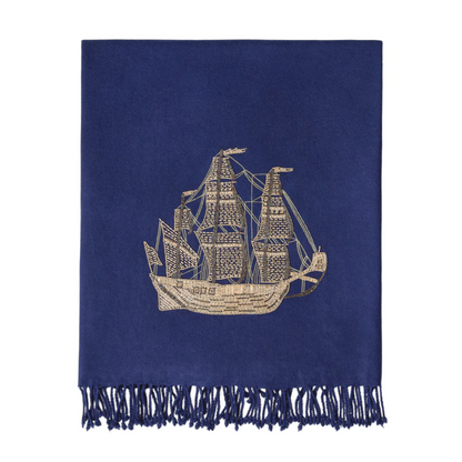 SHIP EMBELLISHED Decke in marineblau