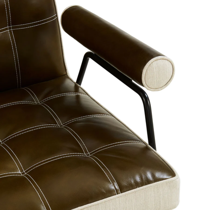 Chair BELMONDO leather upholstered brown