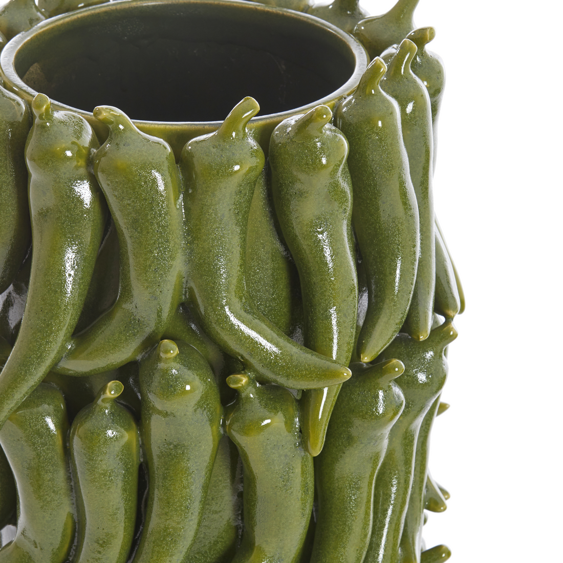 Detailansicht der PEPPER Vase von Light & Living mit Pfefferschoten-Motiv.